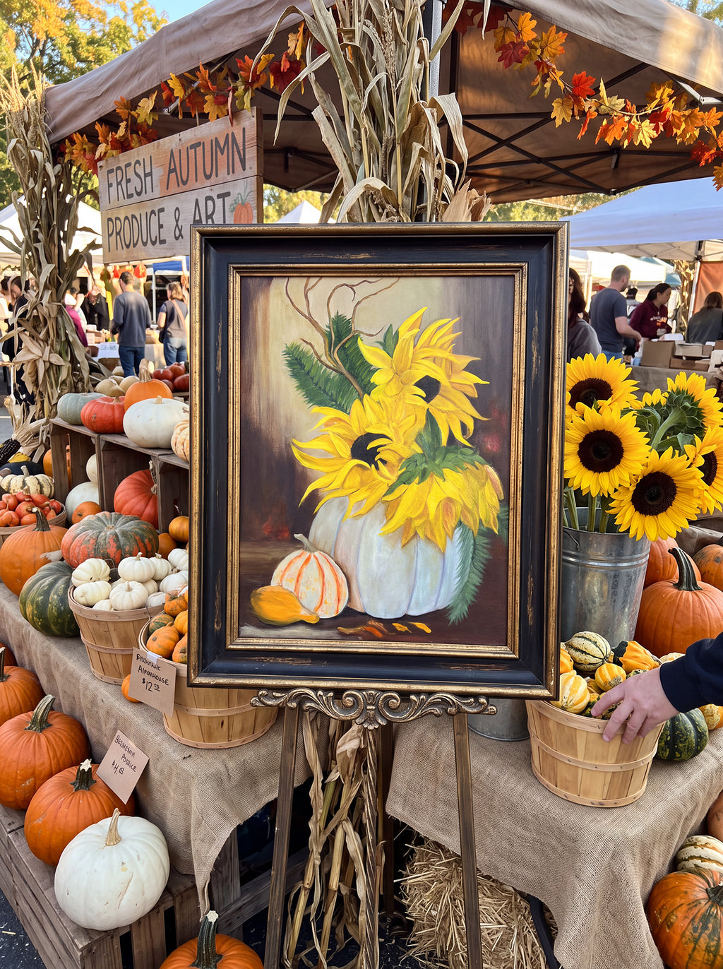 Sunflowers and Pumpkins - Fine Art Print