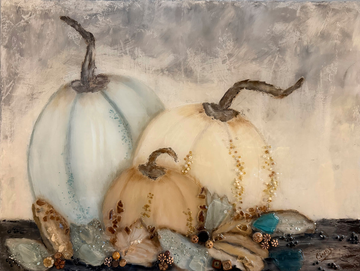 Three Embellished Pumpkins - Fine Art Print