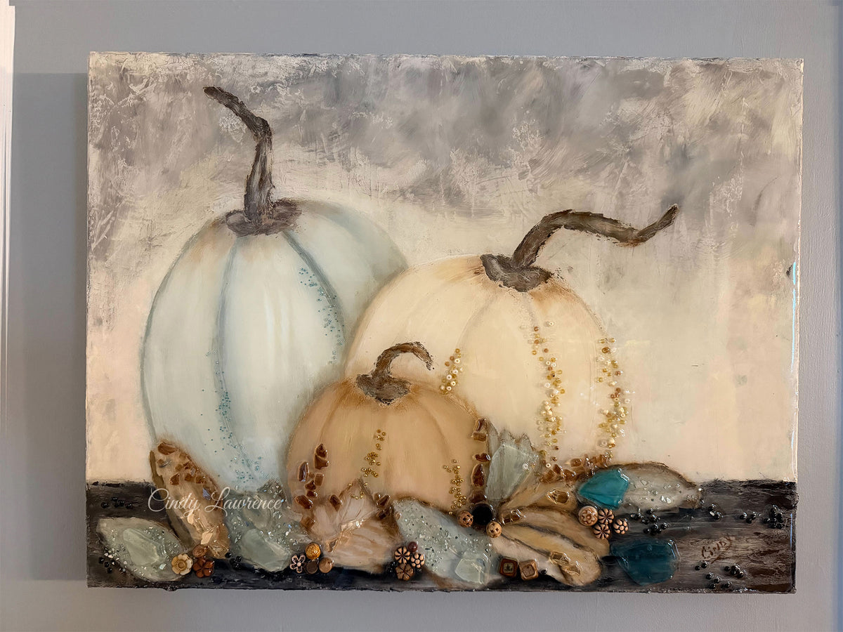 Three Embellished Pumpkins - Fine Art Print