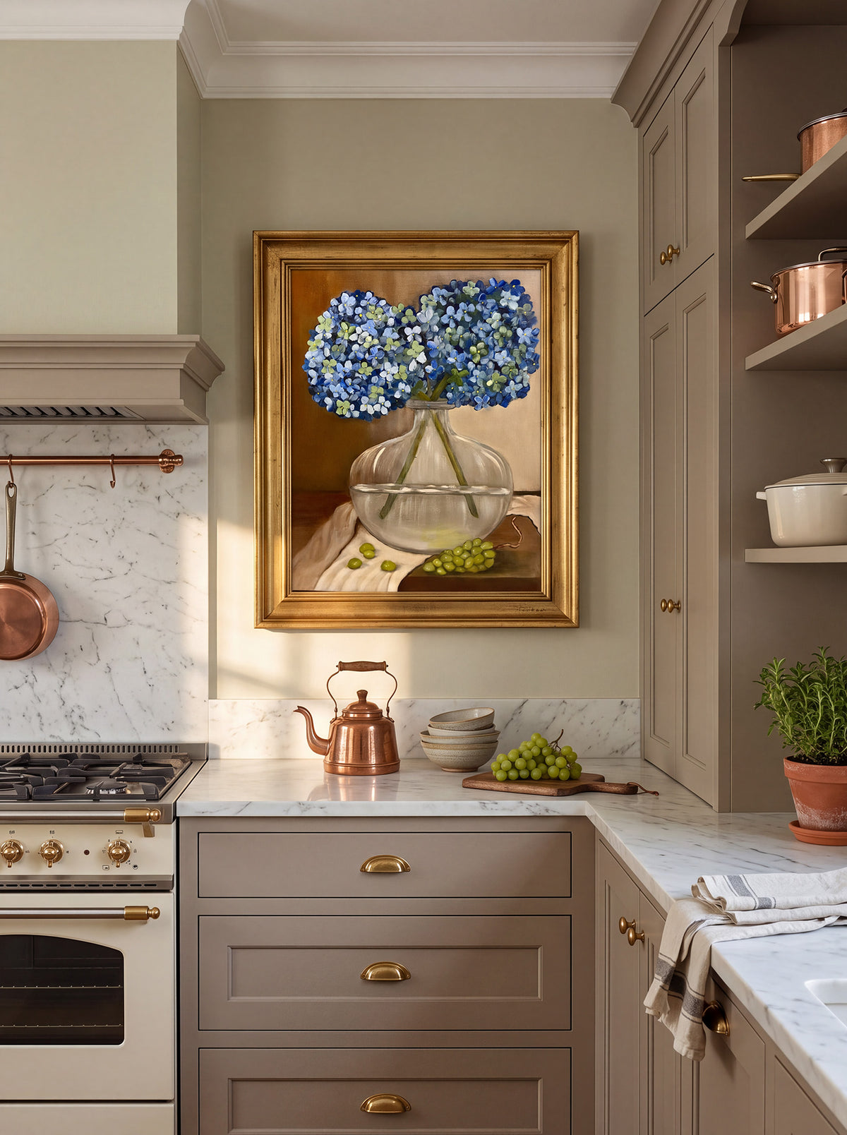 Two Hydrangeas in My Kitchen - Fine Art Print