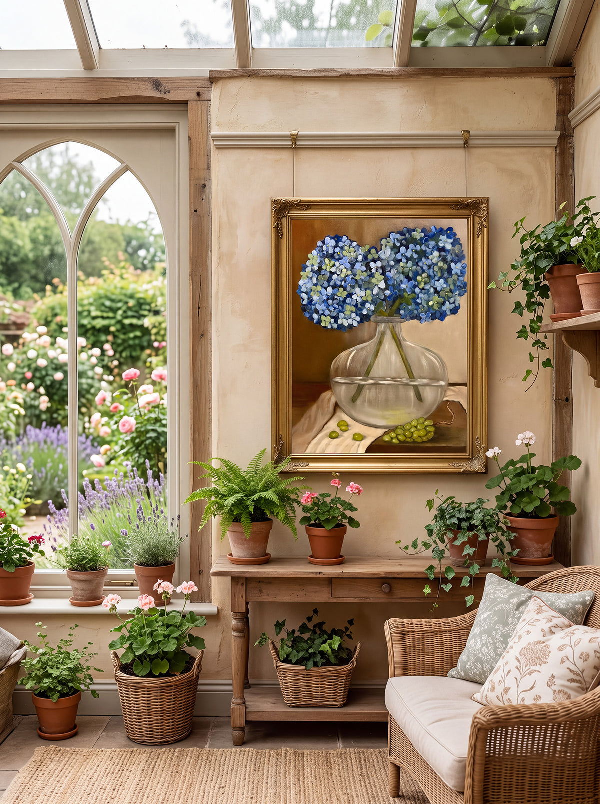 Two Hydrangeas in My Kitchen - Fine Art Print